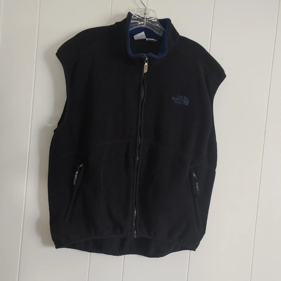 Men's Vintage 90's The North Face USA Polartec Black/Blue Fleece Vest Sz L - Picture 1 of 13